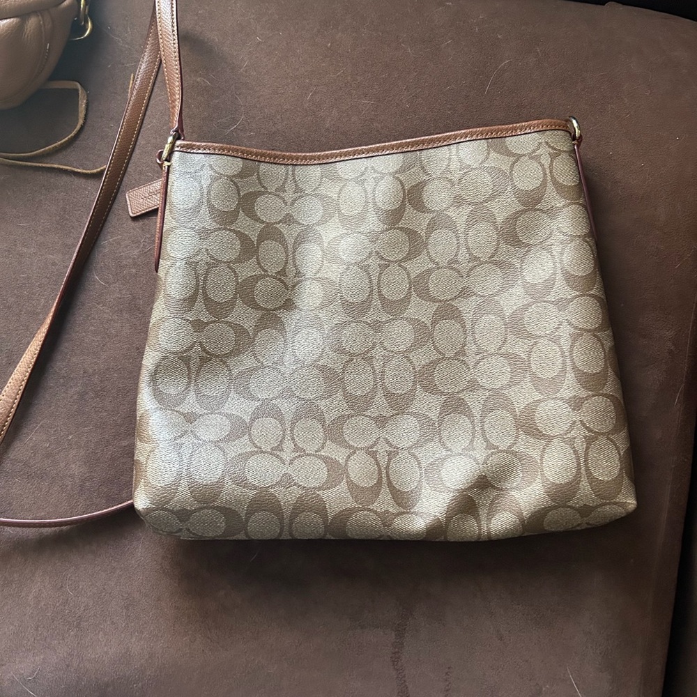 Coach Tan and Brown Signature Crossbody Bag - Picture 2 of 4